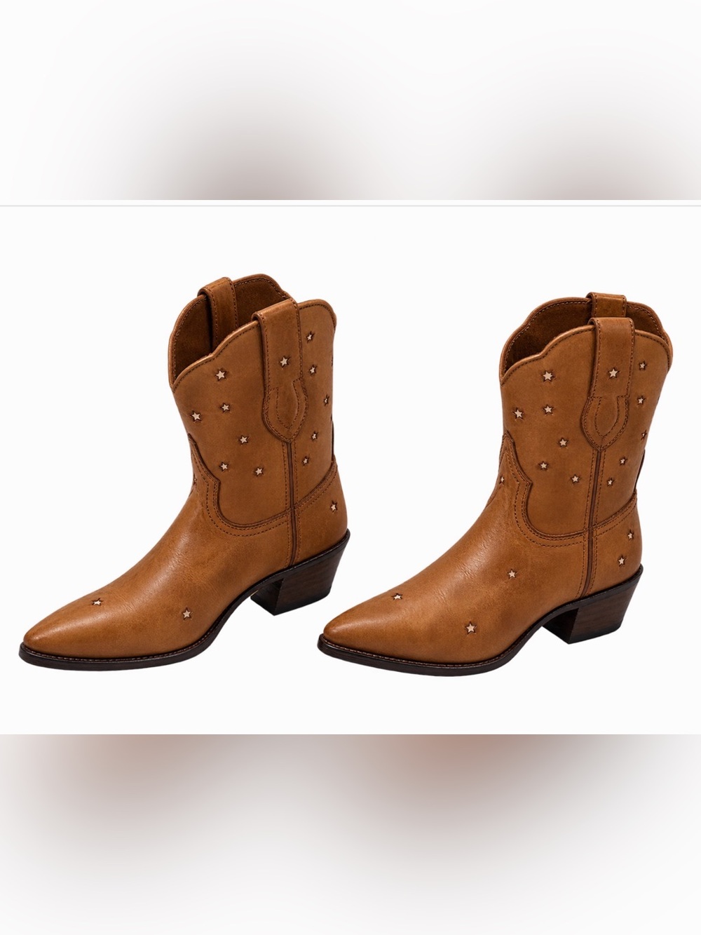 Ranch Road Boots Presidio Short Cognac Star Leather Western Cowgirl Boot 6.5 NEW